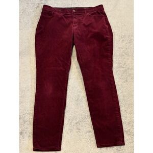 Chaps Corduroy Pants Womens 14 Maroon Straight Leg Casual Soft Stretch